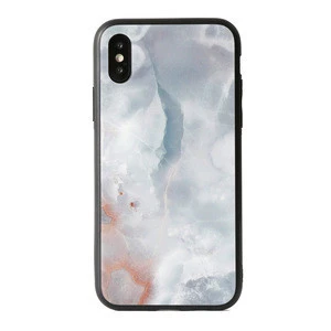 Marble Texture Ultra Slim Black cover print PC tpu back cases Tempered Glass Phone Case For iphone X/XS