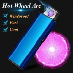 Metal Cheapest Electric Flameless USB Rotating ARC Lighter, Windproof Rechargeable Portable Cigarette Lighter