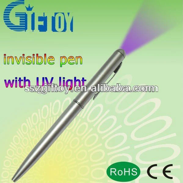 Metal invisible ink pen with uv light