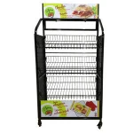 Metal Mesh Basket Shelf Bakery Removable Tiered Bread Wire Display Rack