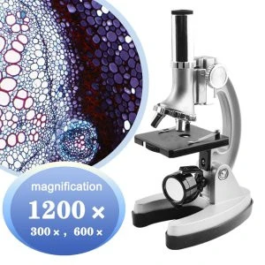 Microscope Kit for Kids Beginners Educational Science Kit Magnifications from 300x to 1200x