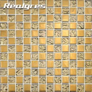 Modern 300x300mm golden silver crystal glass mosaic for the wall and floor