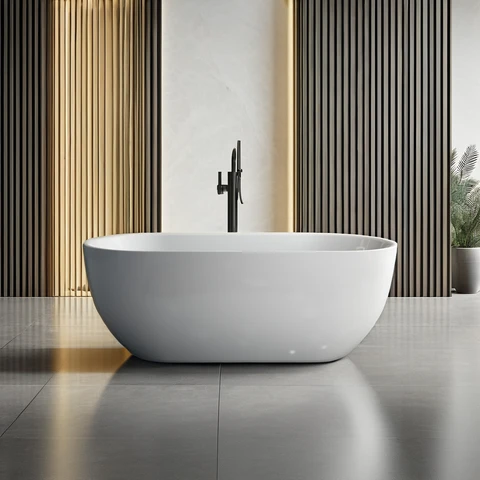 Buy Modern Freestanding Acrylic White Bathtub Shell Full Skirt Edge ...