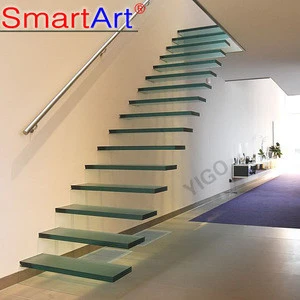 modern glass floating stairs / glass floating staircase / build wood floating staircase