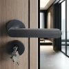 Modern Silver Aluminum Key Lock Indoor Window & Door Handle for Wooden Door