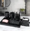 Modern Style Black Marble Resin Bathroom Accessories Set for Hotel Home Bathroom