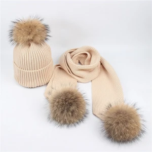 Mom and baby Family Matching Hat Winter Warm Cotton Knitting Beanie Cap Thicken Knitting  Scarf And Hat Set