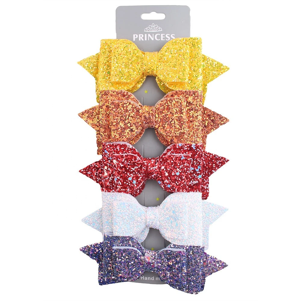 Multi Color Wholesale Glitter Hair Bows Alligator Clips for Girls Hair Accessories