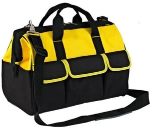 Multi-Compartment Pocket Wide Mouth Storage Tool Bag with Adjustable Shoulder Strap Bag