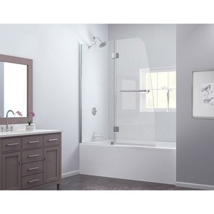 N645 High Quality 48 in. Frameless Hinged Tub Door/Shower Screen Door, Clear 1/4 in. Glass Door, Chrome Finish