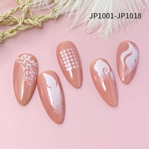 nail art sticker white color nail decal customize nail sticker