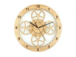 Natural Bamboo Fashion Simple Ideas Quartz Clock Movement Digital Wall Clock Themes Gear Clock