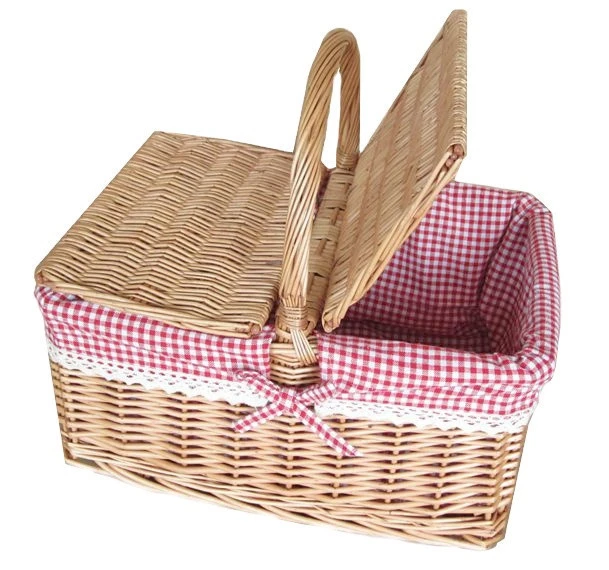 Natural Wicker Picnic Basket With Handle Wicker Hamper Kit