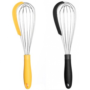 New Arrival 2 in 1 Kitchen Tools 304 Stainless Steel Egg Whisk with Silicone Scraper on the side
