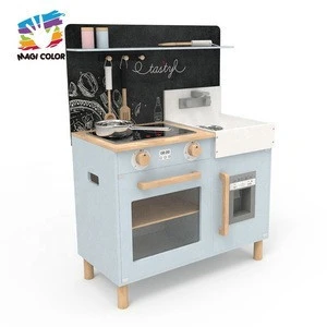 New arrival kids wooden kitchen toys play set with stainless accessories W10C547D
