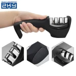 New Arrival Stainless Steel Diamond Easy Adjustable Manual 3 Stage Ceramic Kitchen Knife Sharpener