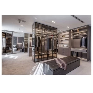 New Arrivals Bedroom Furniture Design Aluminum Storage Tempered Glass Door Wardrobe Cabinets