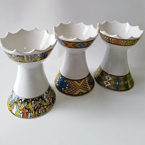 New arriving Machesah of Ceramic Incense burner with ethiopian saba designs
