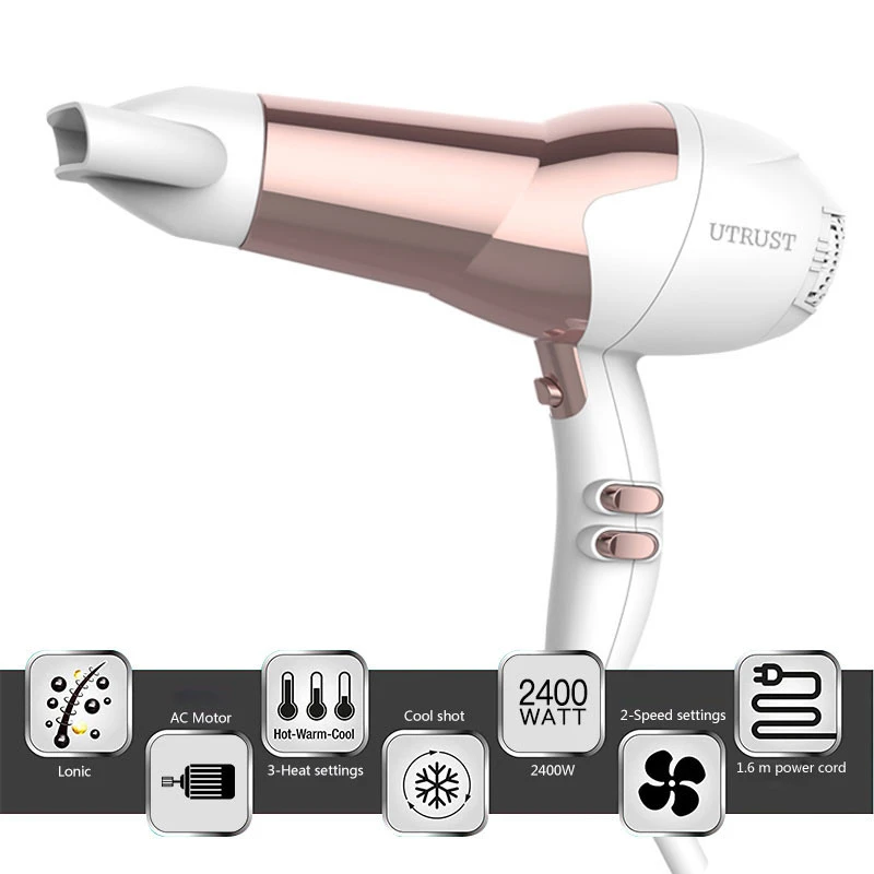 New Design 2400W Professional Hair Dryer Ionic Blow Dryer With 2 Speed and 3 Heat Settings