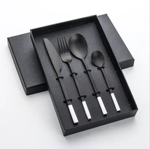 New Design Gold Plating PVD Coating Stainless Steel Flatware Set Knife Spoon Fork Colorful Cutlery With Box