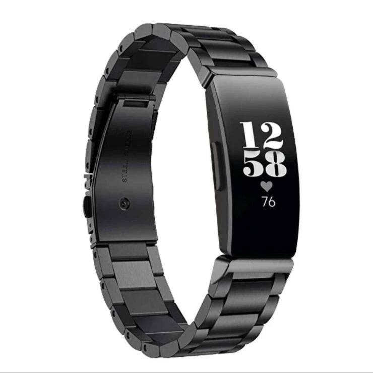 New fb inspire smart bracelet solid stainless steel three-bead strap watch metal chain wristband