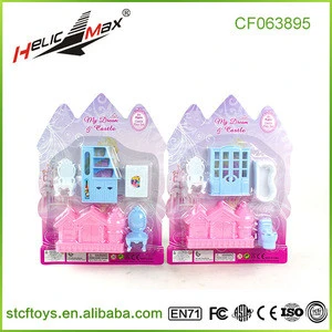 new products Blister packaging plastic pretend play castle villa furniture accessory toys for kids made in China