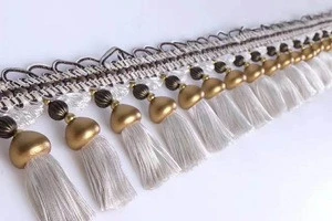 Newly designed Plastic Beads curtain accessories with long beaded decorative curtains edge curtain Tassel Fringe