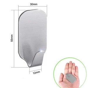 No Drill Pre-taped Stainless Steel Metal Self Adhesive Towel Coat Hat Key Robe Wall Mounted Holder Hook