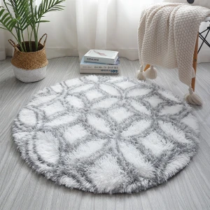 Nordic simple long hair round rug bedside sofa carpet and rug