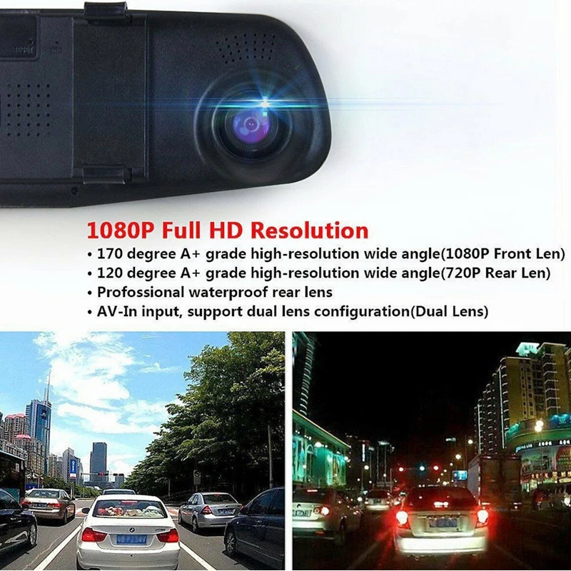 OEM Dual Camera Dash Cam 1080P 4.3 Inch Auto Car Recording HD Mirror Parking Monitoring Truck Dash Vehicle Camera Car DVR