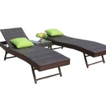 Outdoor Brown Wicker Rattan Stackable Pool Deck Chairs / Sun Lounger
