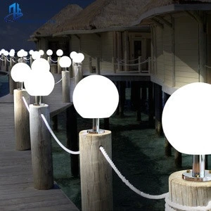 Outdoor pillar light solar powered led garden ball sphere lights for fence post 300mm acrylic globe landscape lighting