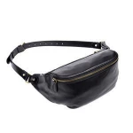 Pebble grain real leather chest pack men belt waist bag