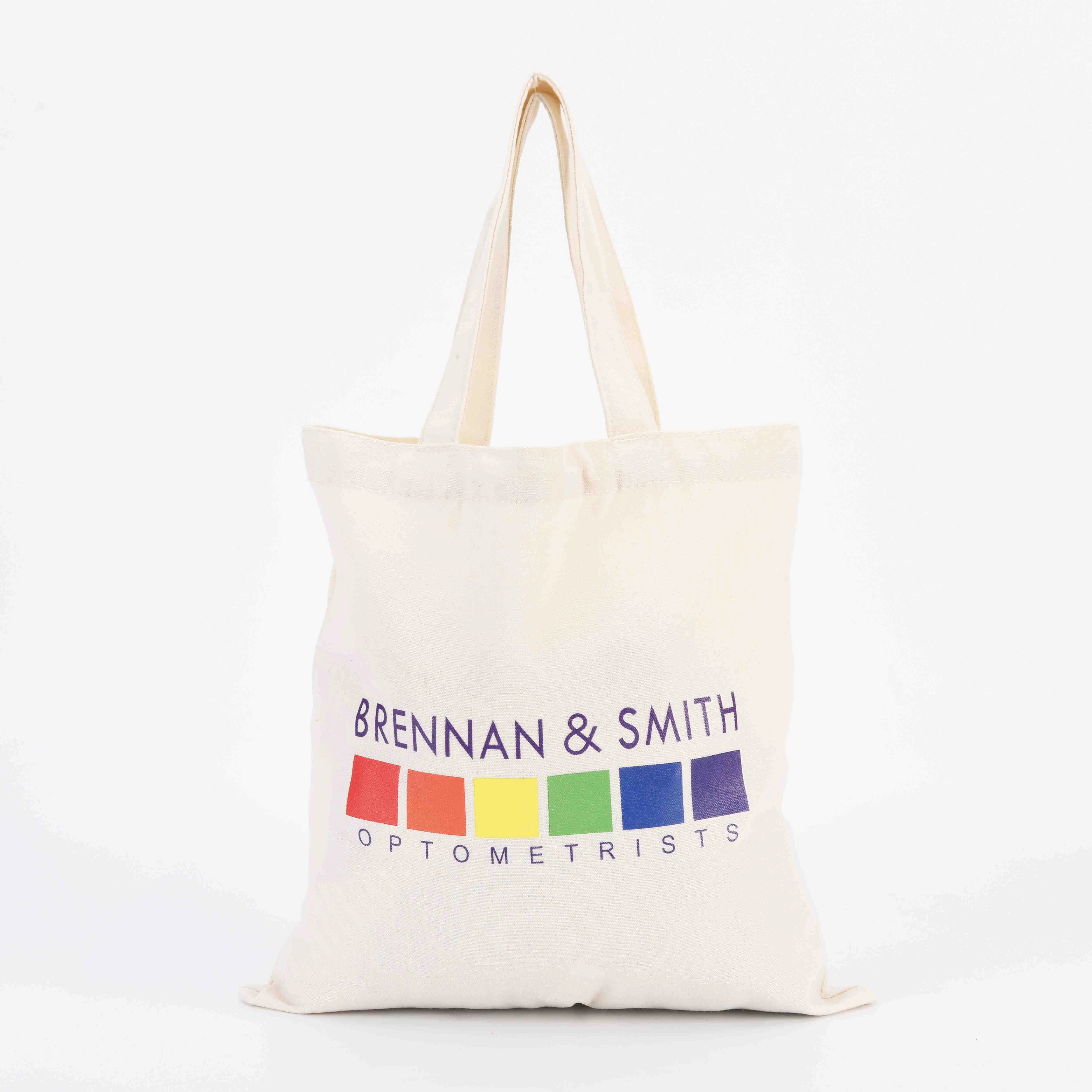 Plain reusable eco-friendly cotton tote shopping bag with custom logo