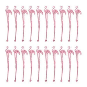 Plastic Pink Tropical Flamingo Stir Swizzle Sticks for Cocktail