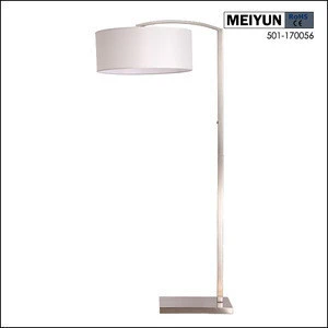 Polished Nickel Floor Lamp with White Fabric