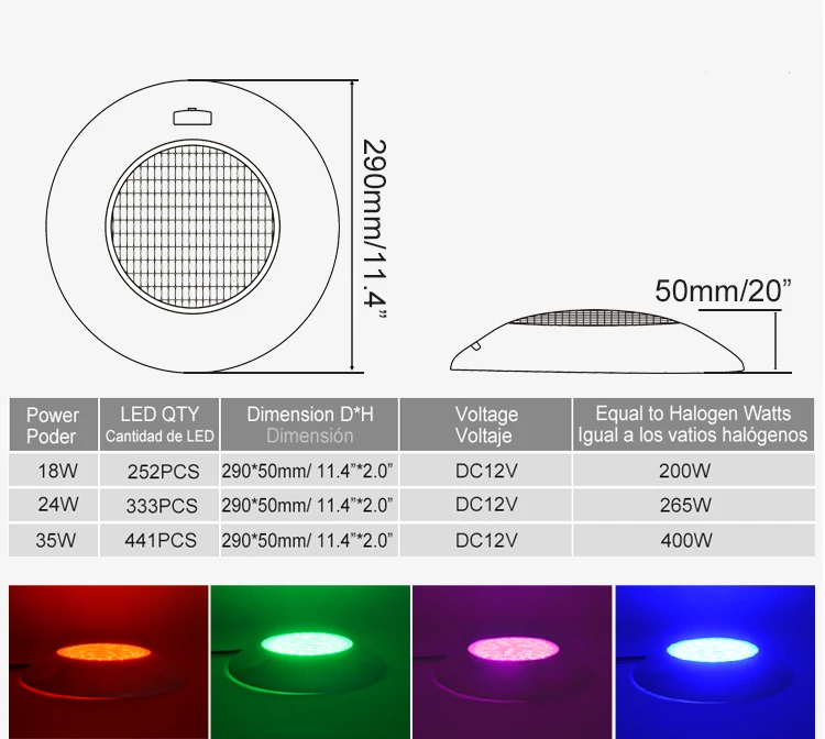Pool Appliance Swimming Pool Lights LED Underwater Wall Surface Mounted White RGB Under Water Plastic LED Pool Light