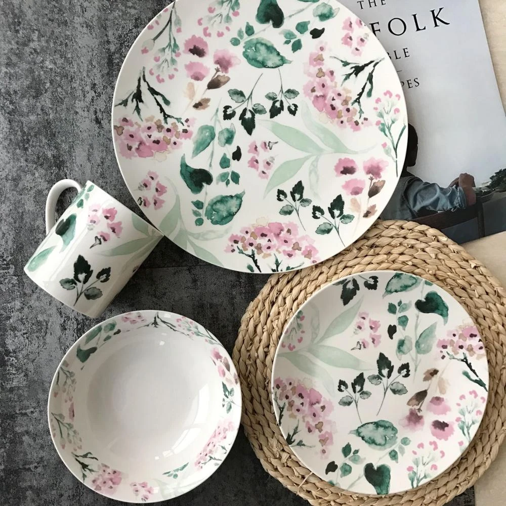 porcelain dinnerware set ceramic tableware  with flower printing