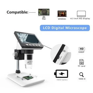 Portable 1080P 1000x  Microscope 4.3inch  LCD soldering electronic Microscope digital with High Brightness 8 LEDs