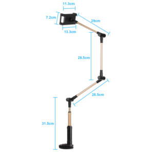 Portable Adjustable 3 Section Lazy Long Arm 118cm Folding Phone Tablet Holder Stand