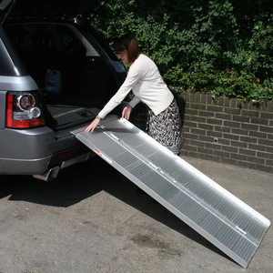 Portable aluminum high loading capacity folding wheelchair ramp for wheelchairs and motorcycle