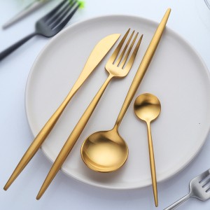 Portugal 304 stainless steel colored flatware matt copper cutlery set