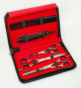 Professional Hairdressing Scissors Barber Thinning Shears Razor Comb Pouch SET