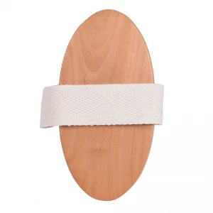 Professional Oval Shape Wooden Handle Exfoliating Dry Skin Body Scrub Bath Brush With Natural Bristles