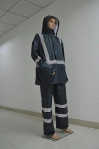 pvc raincoat suits wholesale cheap raingear waterproof safety PU raincoat for worker reflective road rain wear