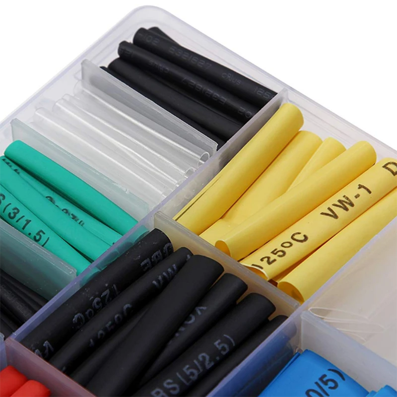QWT 580pcs insulation 7 colors 11 sizes cable sleeve clear heat shrink tubing