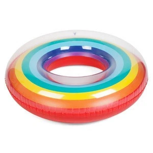 Rainbow pattern summer Inflatable PVC baby swimming ring adult swimming floating ring