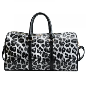 Ready To Ship Monogram Personalized Leopard Weekender Overnight Bags Leather Travel Duffel Bag