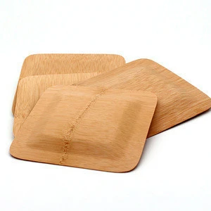Reusable serving tray round square bamboo food fruit plate