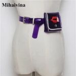 Rhinestone Waist Packs PVC Women Fanny Packs Lips Holographic Waist Belt Bag
